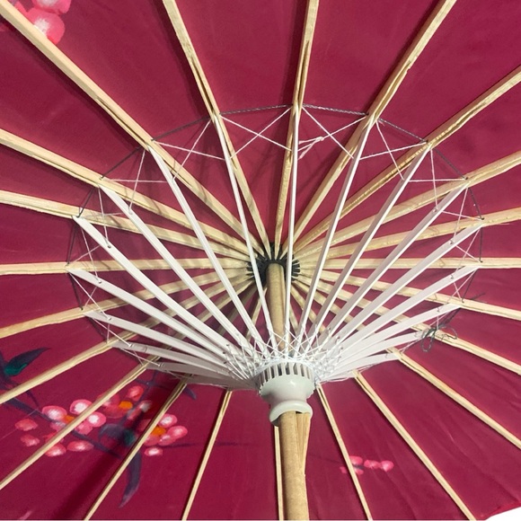 Pink Japanese Parasol Chinese Nylon Umbrella for Photos Costumes Wedding Sz 32” - Picture 7 of 12